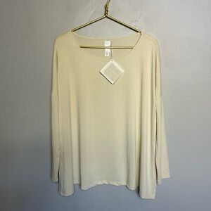 NWT Wynne Layers Tan Cream Long Sleeve Shirt Size Medium Oversized